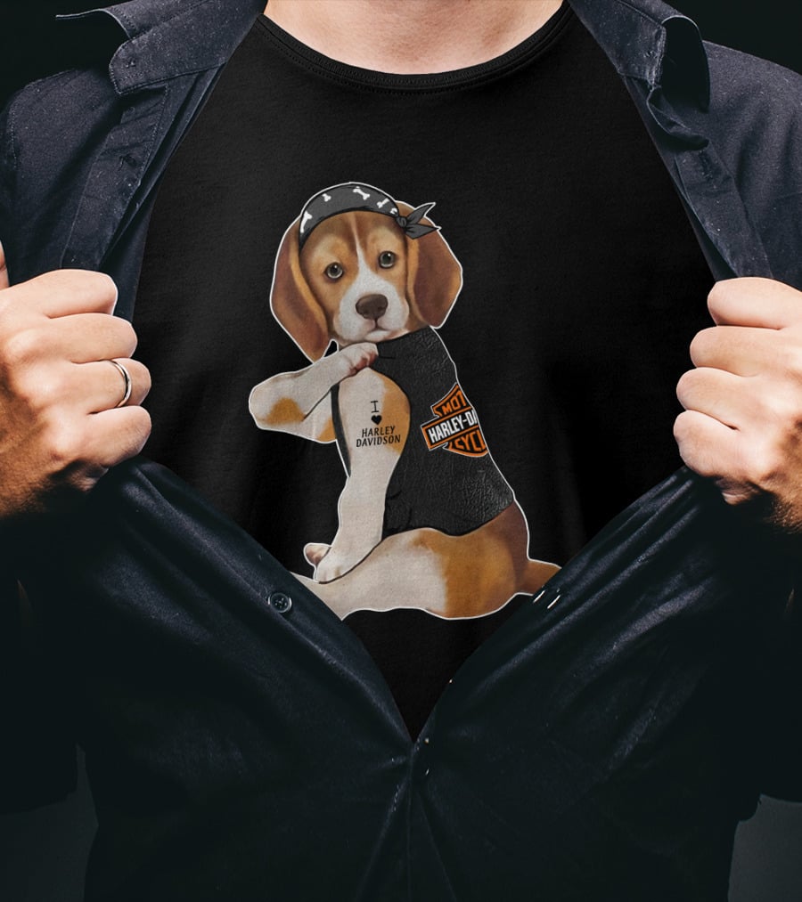 Harley Davidson Beagle I Love Harley Davidson T-Shirt