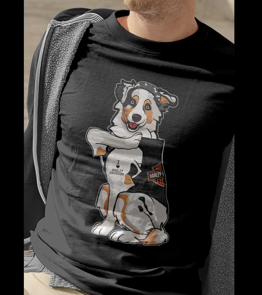 Australian Shepherd I Harley Davidson Motorcycle Fan T-Shirt