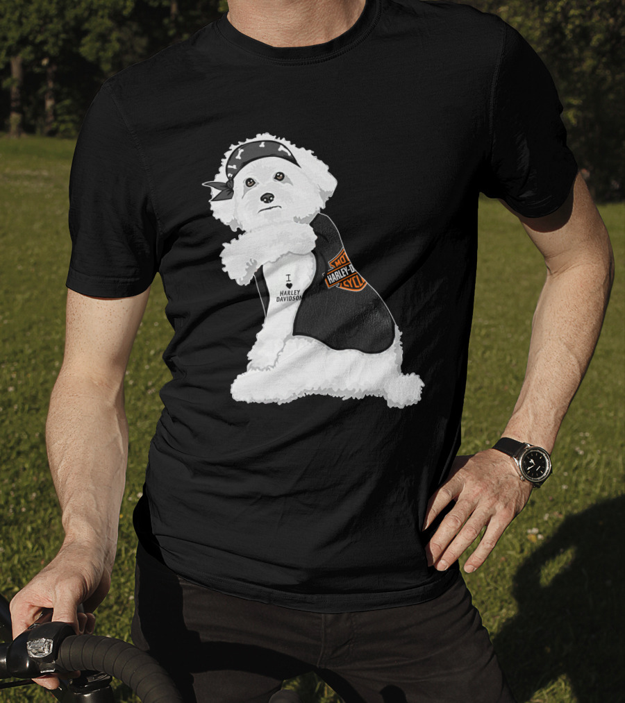 I Love Harley Davidson Bichon Frisé Hd T-Shirt