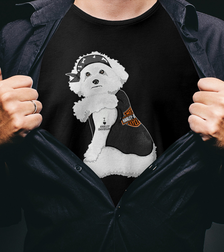 I Love Harley Davidson Bichon Frisé Hd T-Shirt