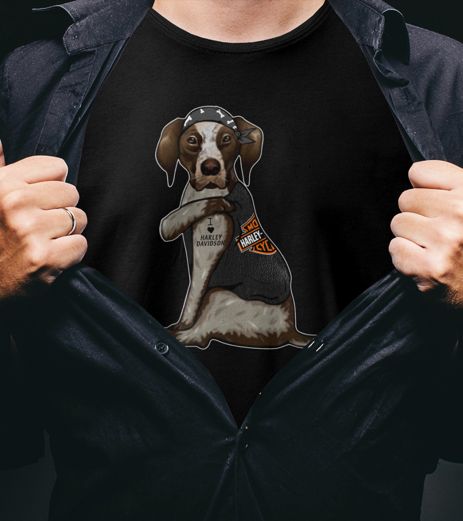 Harley Davidson German Shorthaired Pointer I Love Harley T-Shirt