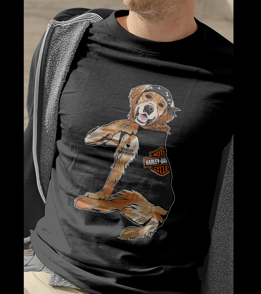 Harley Davidson Golden Retriever Motorcycle Pooch T-Shirt
