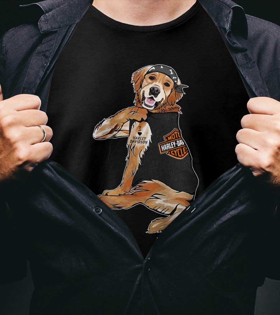 Harley Davidson Golden Retriever Motorcycle Pooch T-Shirt