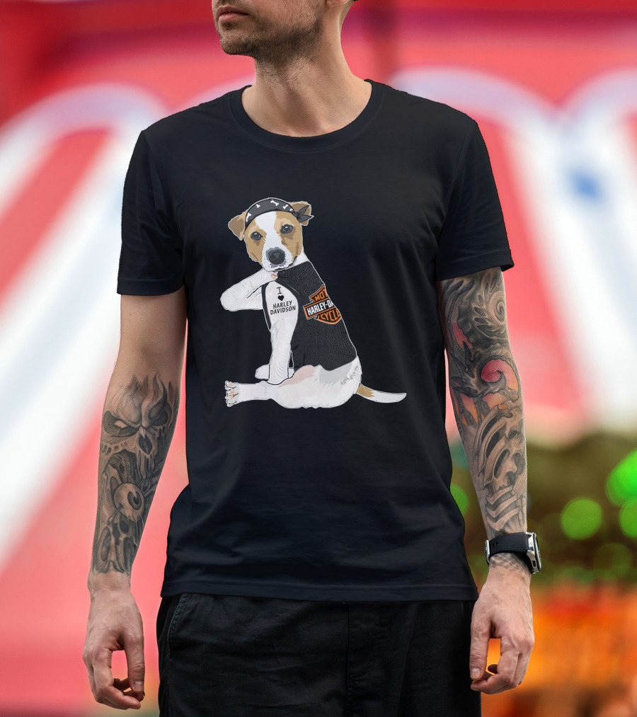 Harley Davidson Jack Russell Terrier Motorcycle Style T-Shirt