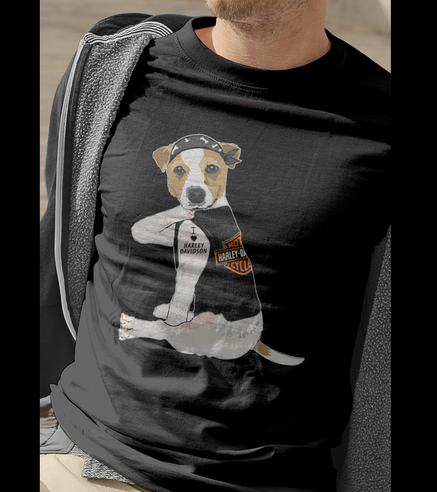 Harley Davidson Jack Russell Terrier Motorcycle Style T-Shirt