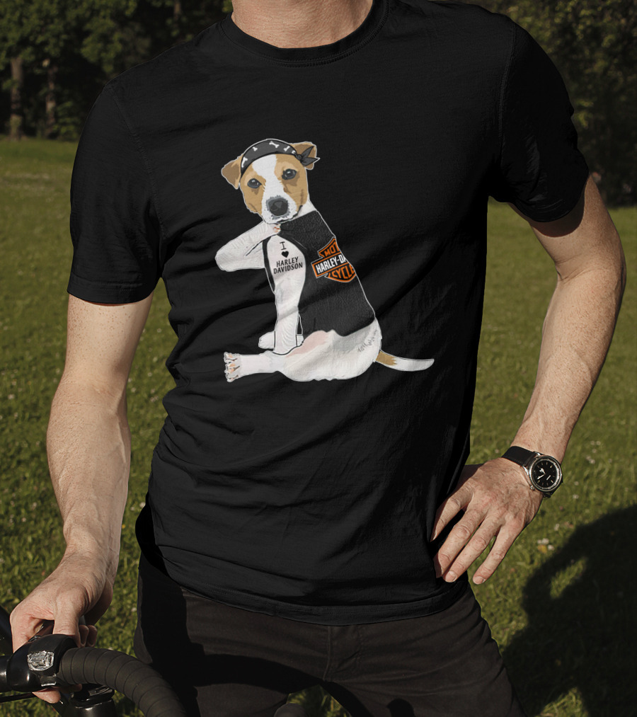 Harley Davidson Jack Russell Terrier Motorcycle Style T-Shirt