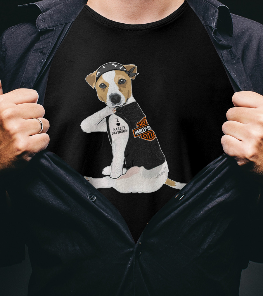 Harley Davidson Jack Russell Terrier Motorcycle Style T-Shirt