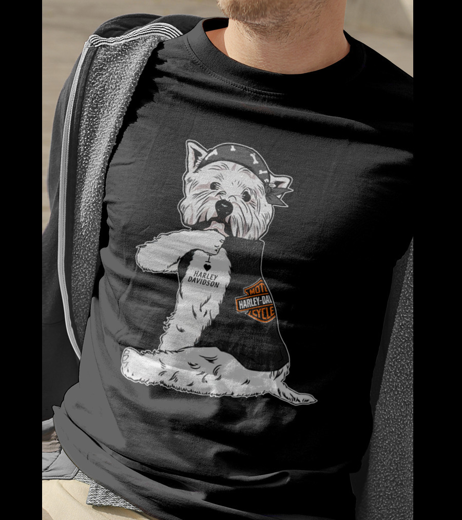 West Highland White Terrier Harley Davidson Motocycle Bandana T-Shirt