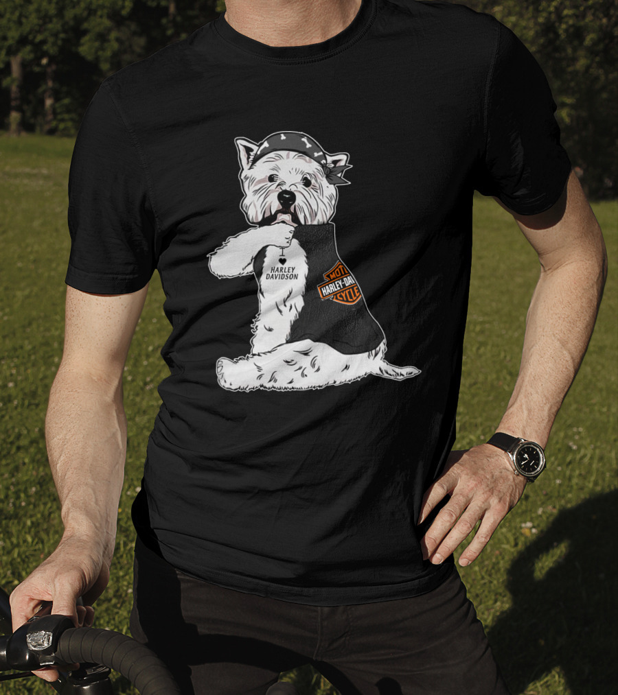 West Highland White Terrier Harley Davidson Motocycle Bandana T-Shirt