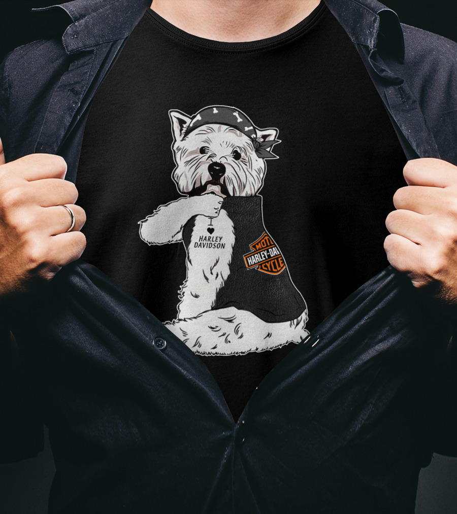 West Highland White Terrier Harley Davidson Motocycle Bandana T-Shirt