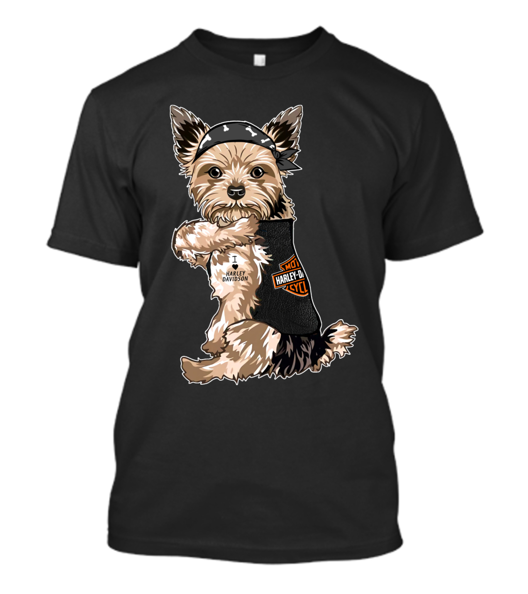 Yorkshire Terrier I Love Harley Davidson Motorcycles T-Shirt