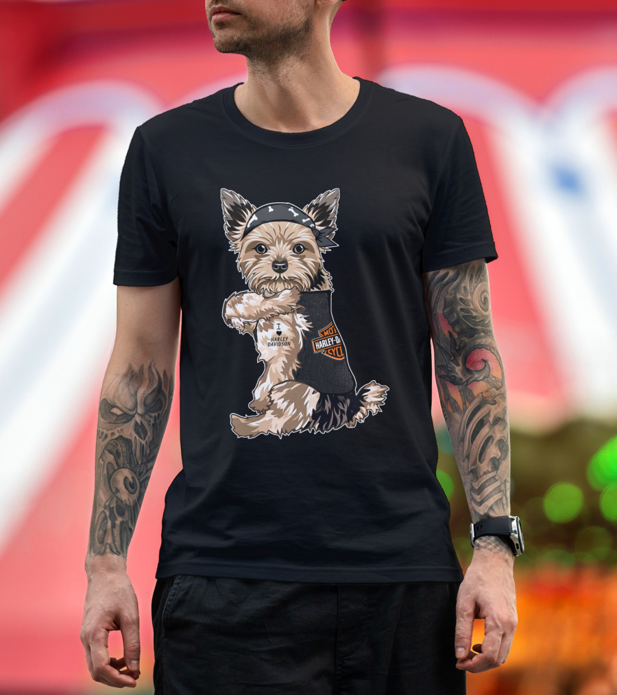 Yorkshire Terrier I Love Harley Davidson Motorcycles T-Shirt