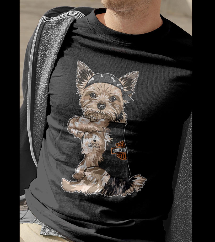 Yorkshire Terrier I Love Harley Davidson Motorcycles T-Shirt