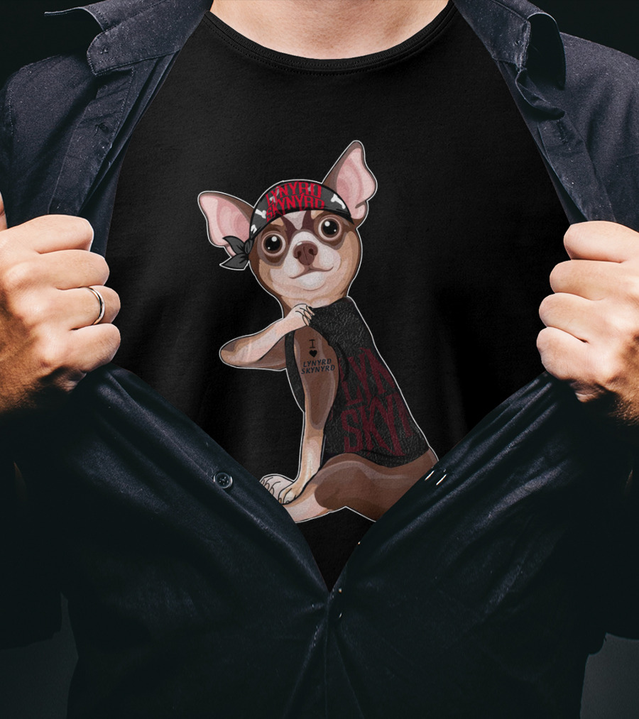 Lynyrd Skynyrd Bandana Chihuahua Wearing I Love Lynyrd Skynyrd Outfit T-Shirt