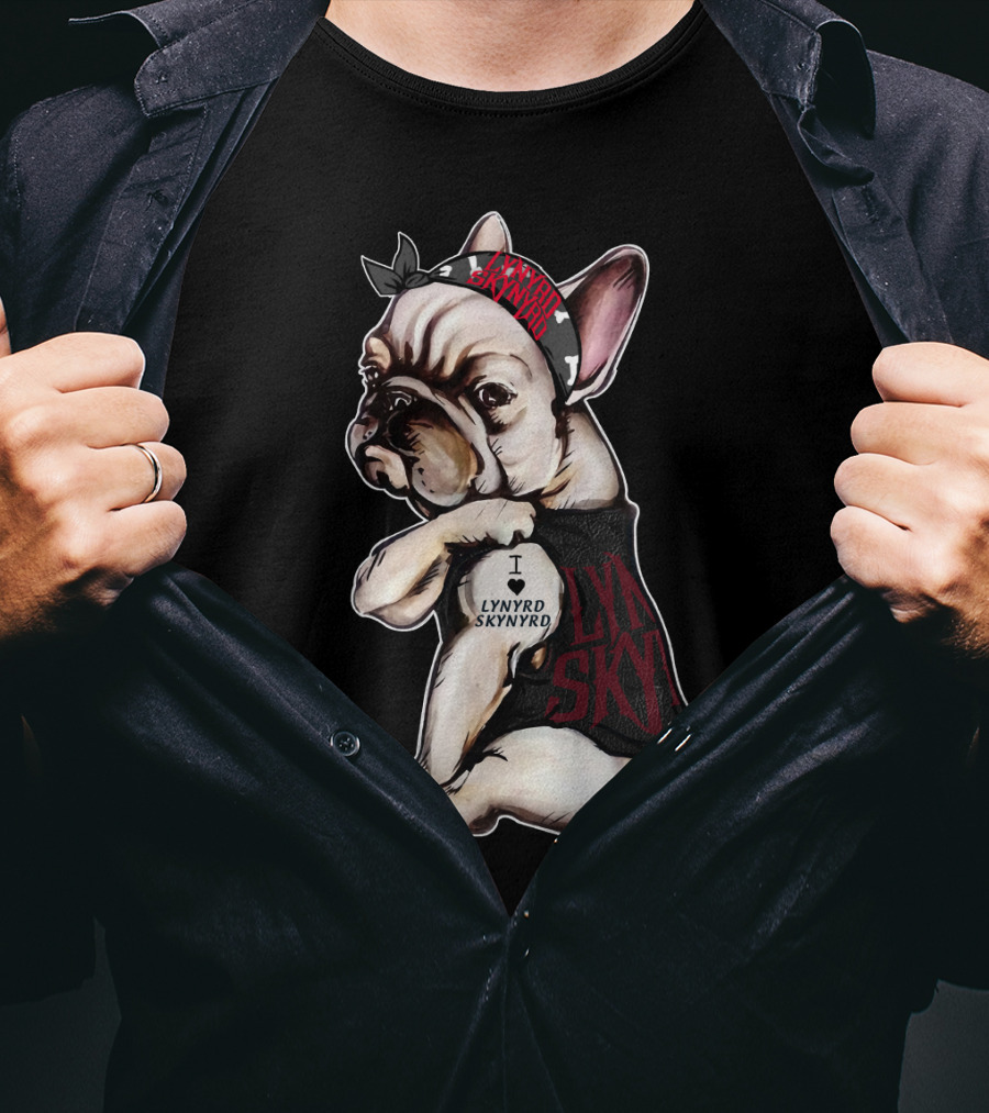 Lynyrd Skynyrd Bandana French Bulldog I Love Lynyrd Skynyrd T-Shirt