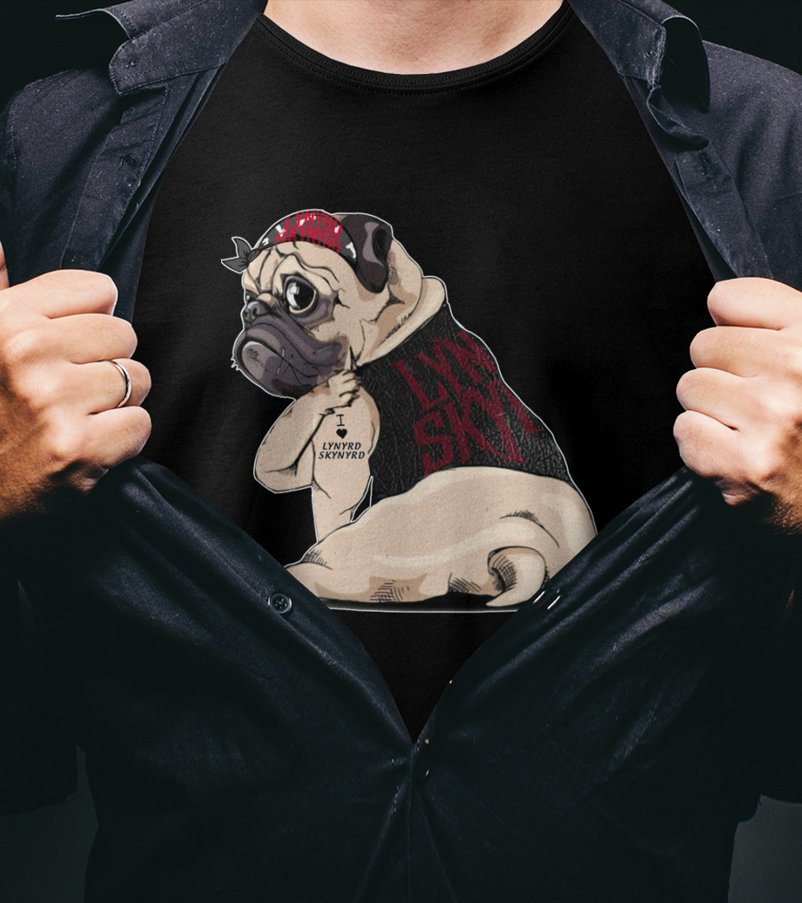 Lynyrd Skynyrd Pug Tattoo With Bandana And Vest T-Shirt