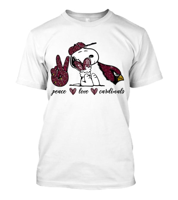 Peace Love Arizona Cardinals Snoopy Fan T-Shirt