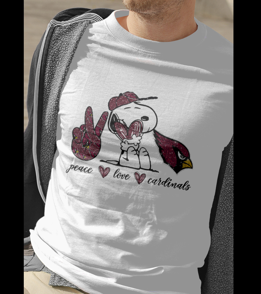 Peace Love Arizona Cardinals Snoopy Fan T-Shirt