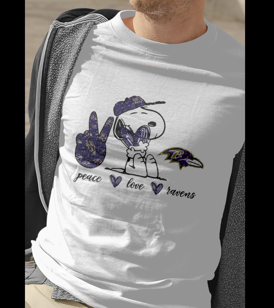 Peace Love Baltimore Ravens Snoopy Ravens T-Shirt