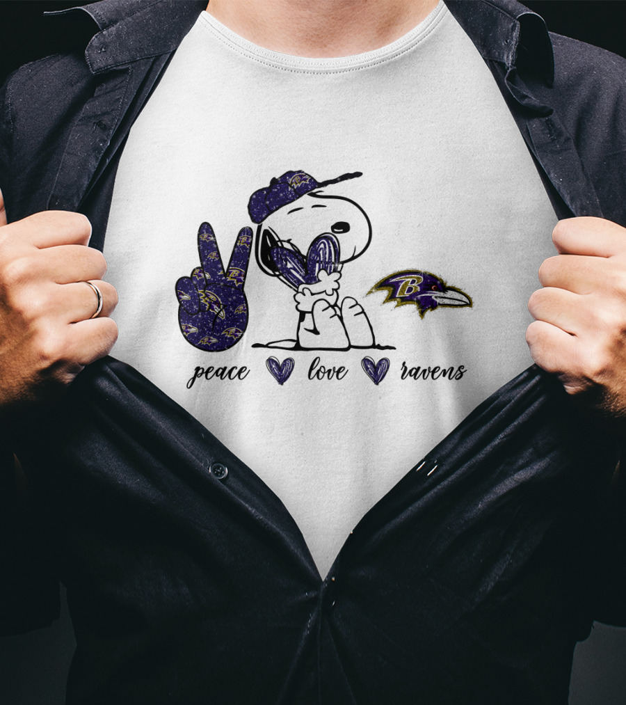 Peace Love Baltimore Ravens Snoopy Ravens T-Shirt