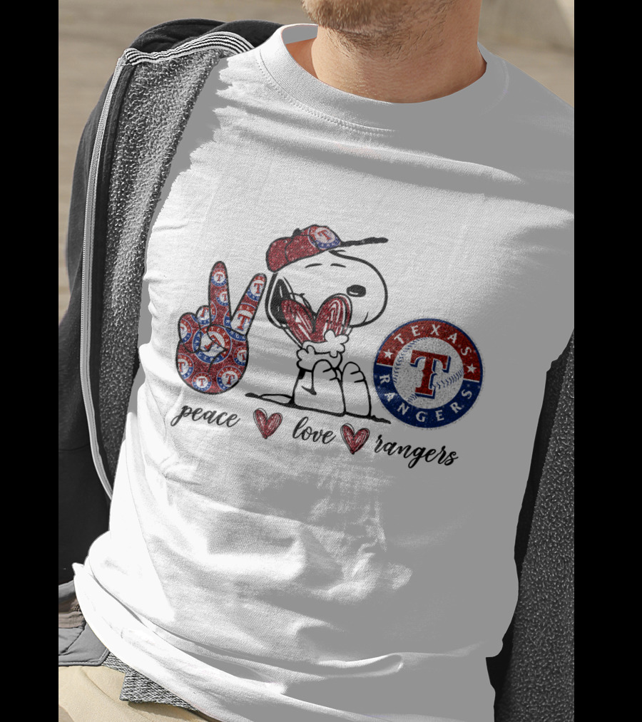 Peace Love Snoopy Texas Rangers T-Shirt