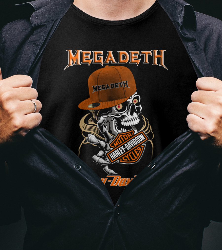 Megadeth Skull Harley Davidson Motor Cycles T-Shirt