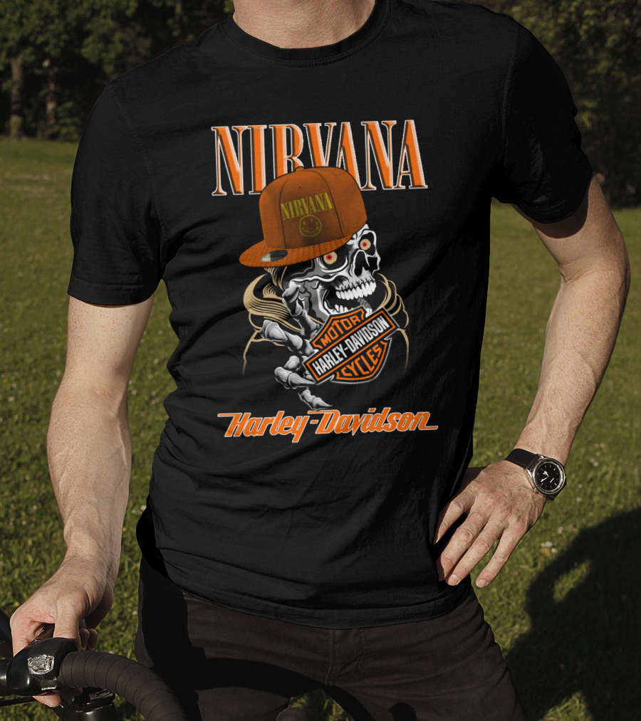 Nirvana Skull Harley Davidson Motorcycles T-Shirt