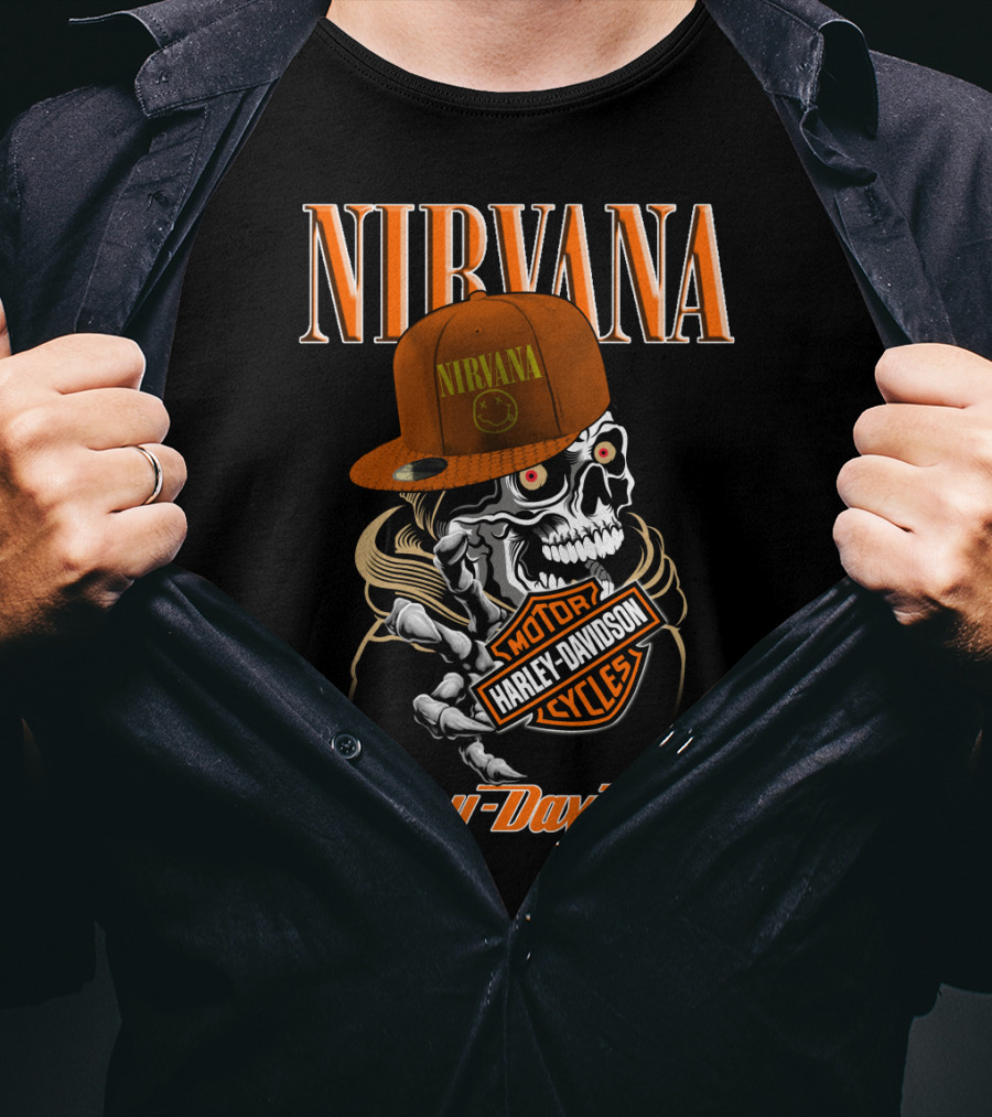 Nirvana Skull Harley Davidson Motorcycles T-Shirt