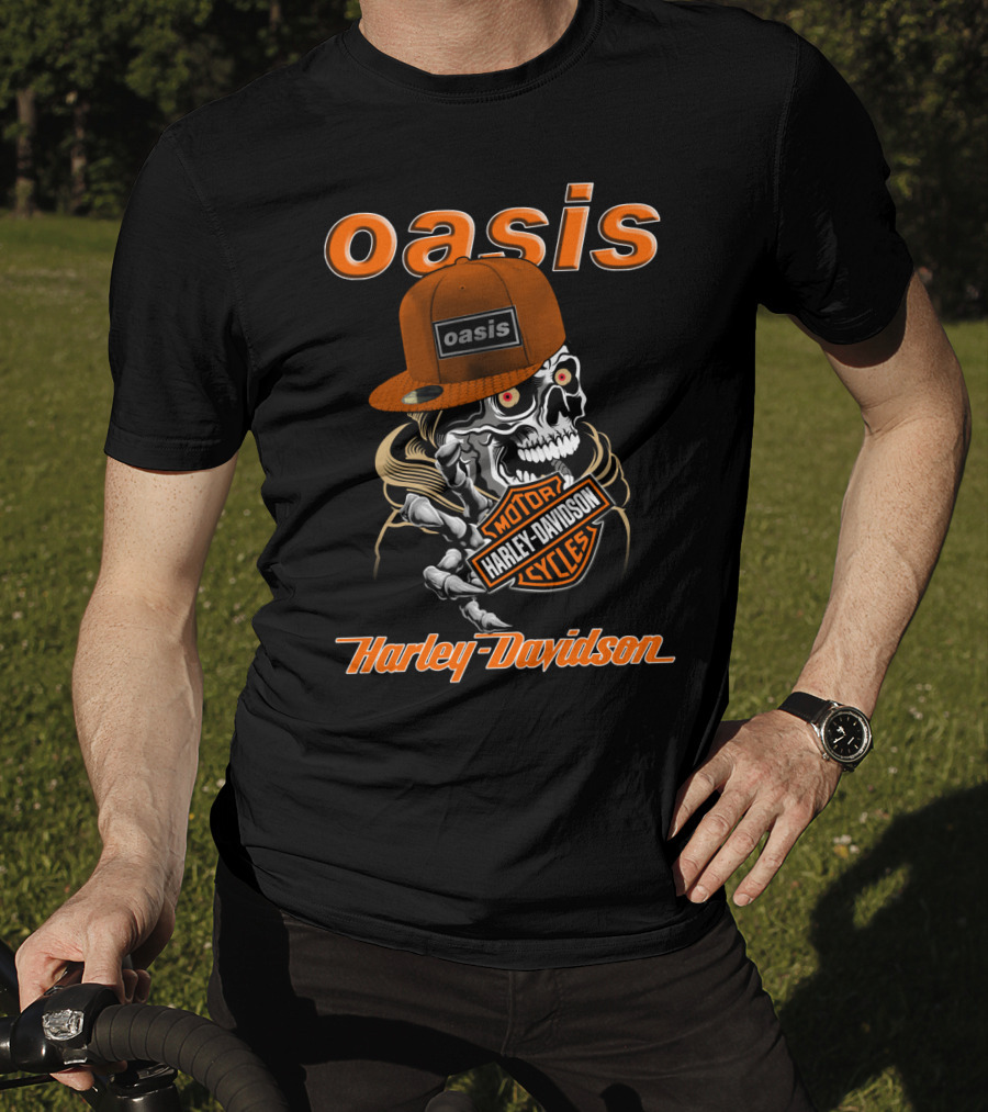 Oasis Skull Harley Davidson Motorcycles T-Shirt