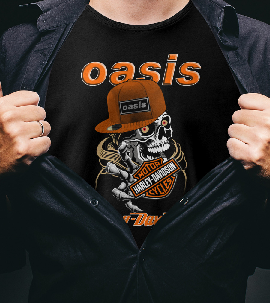 Oasis Skull Harley Davidson Motorcycles T-Shirt