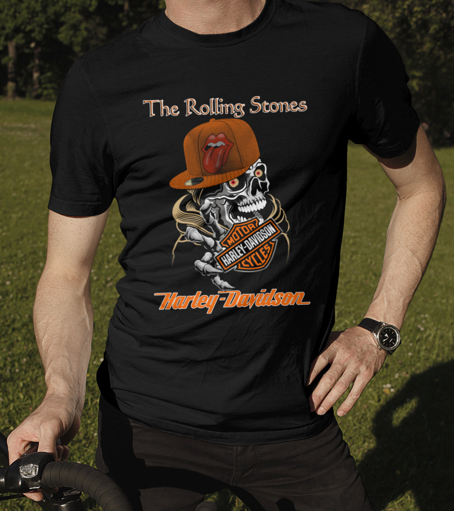 The Rolling Stones Skull Harley Davidson Motorcycles T-Shirt