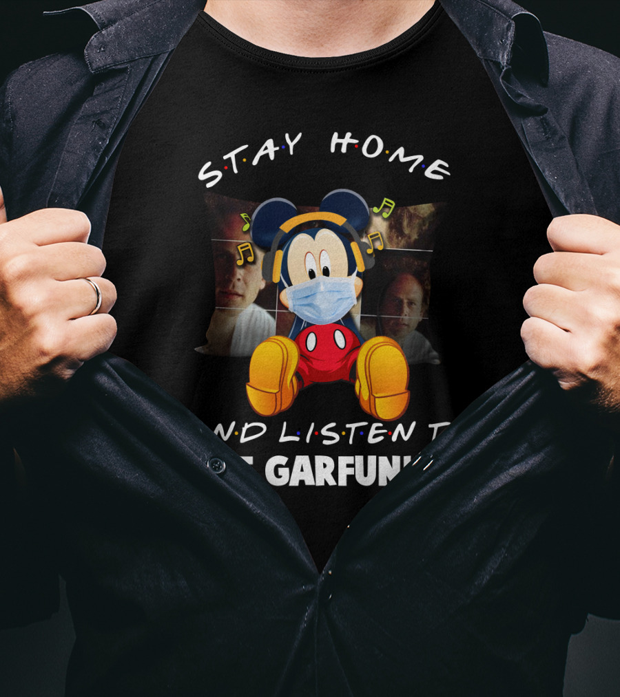 Stay Home And Listen To Art Garfunkel Mickey Mouse Mask Headphones T-Shirt