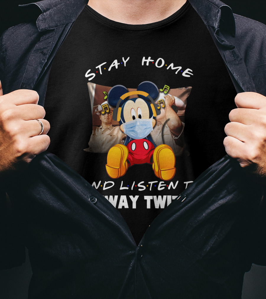 Stay Home And Listen To Conway Twitty Mickey Mouse Mask Headphones T-Shirt