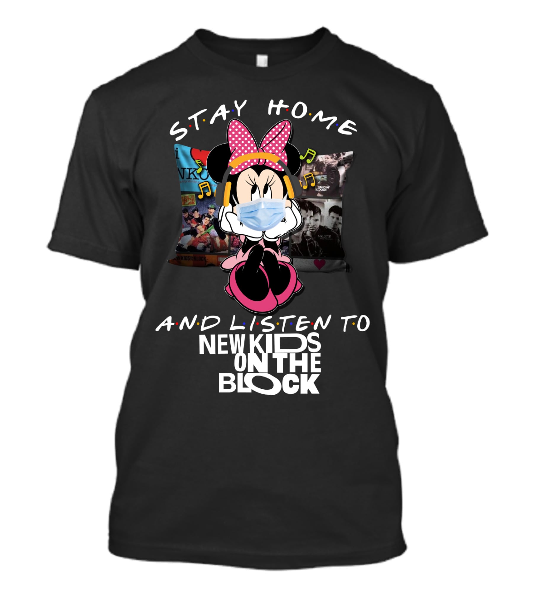 Stay Home And Listen To New Kids On The Block Minnie Mouse Mask T-Shirt