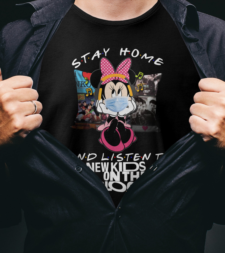 Stay Home And Listen To New Kids On The Block Minnie Mouse Mask T-Shirt