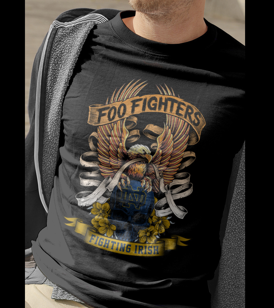 Foo Fighters Notre Dame Fighting Irish Eagle Skull T-Shirt