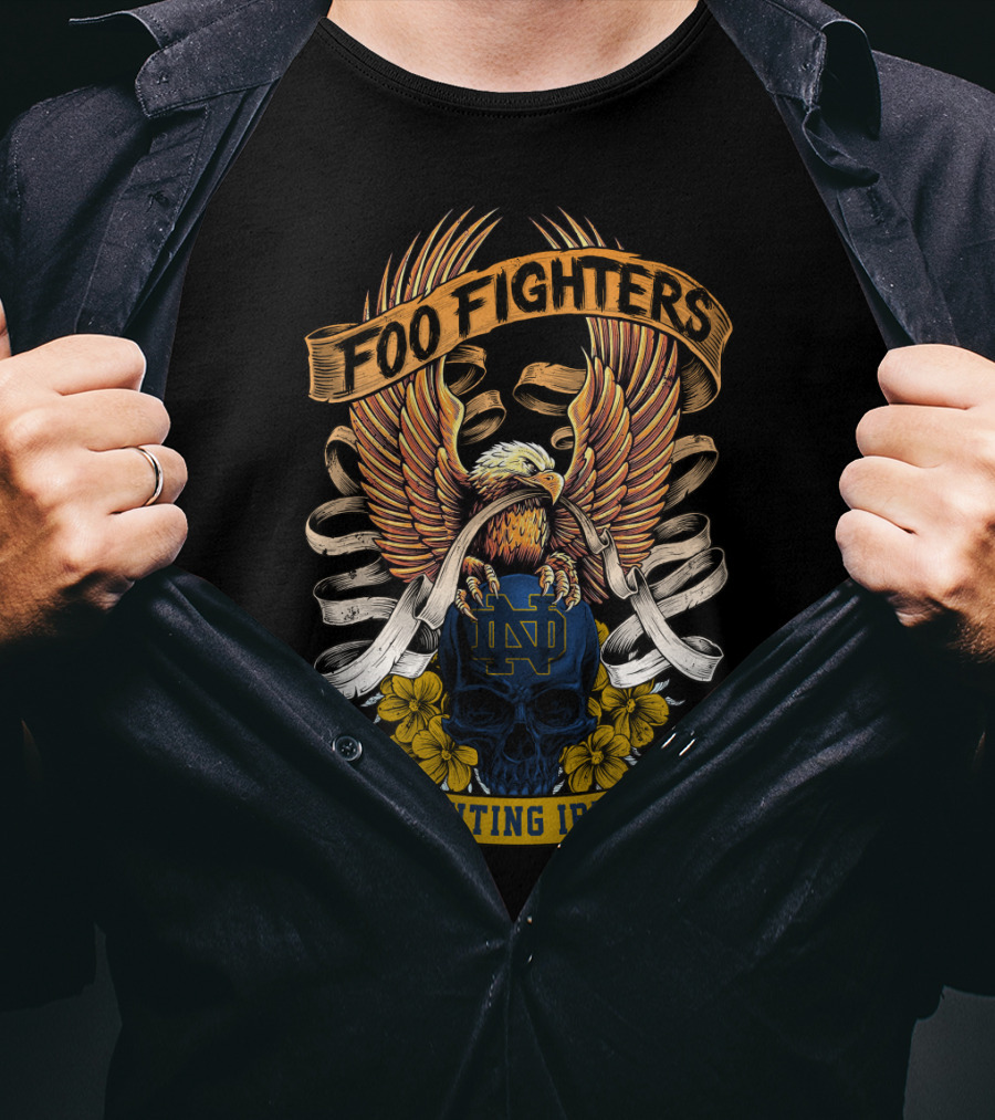 Foo Fighters Notre Dame Fighting Irish Eagle Skull T-Shirt