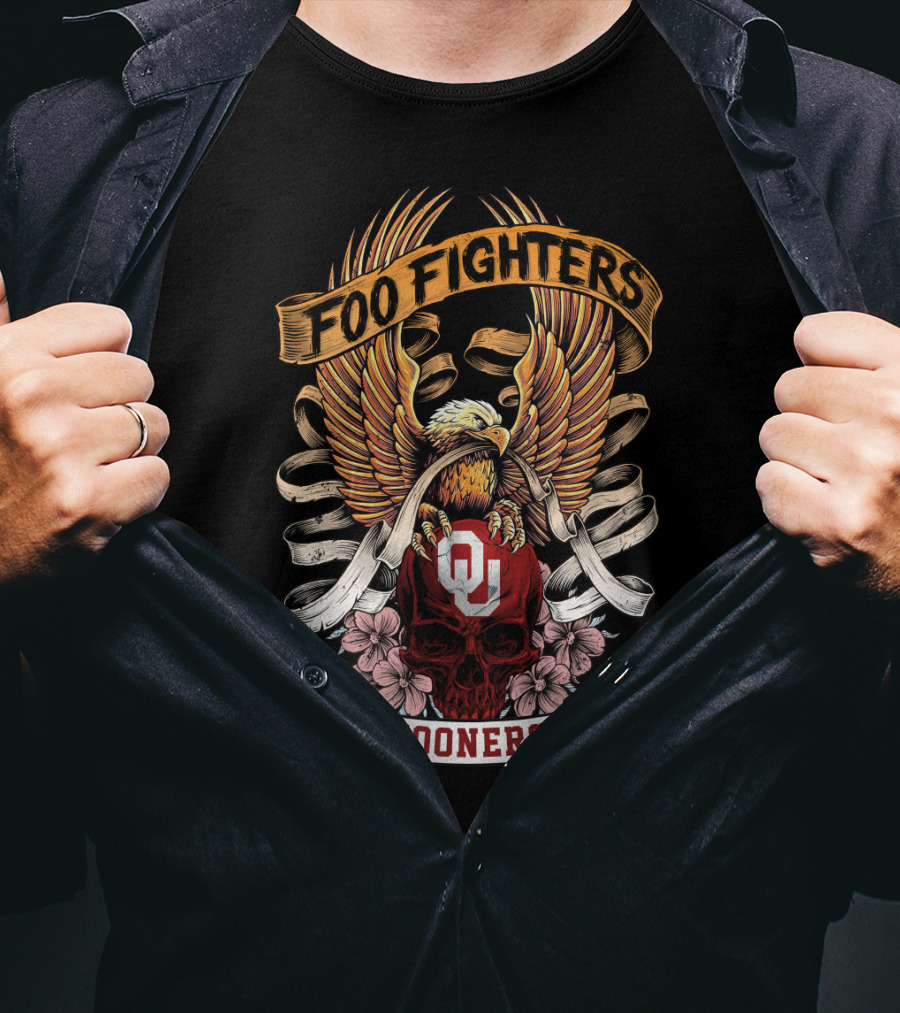 Foo Fighters Oklahoma Sooners Eagle And Skull T-Shirt