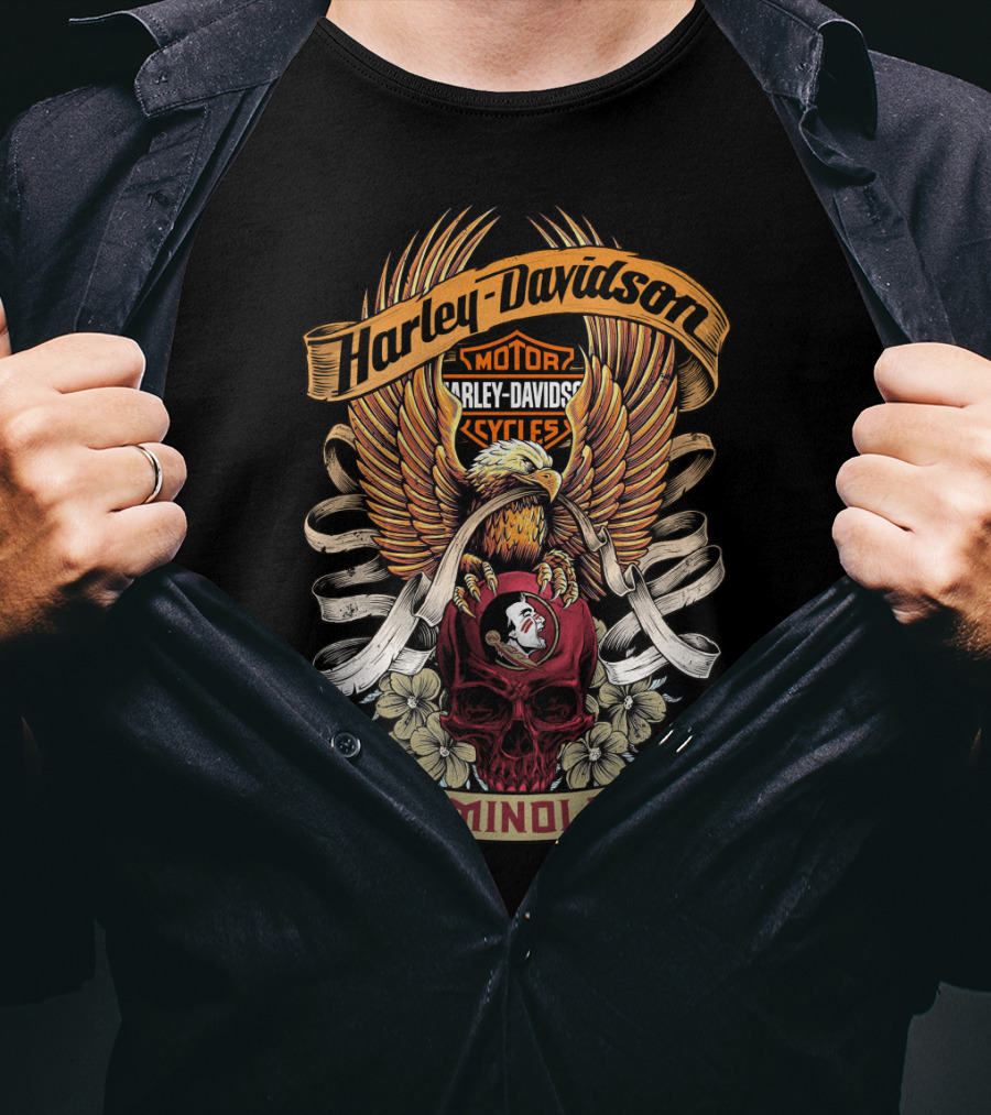 Harley Davidson Motor Cycles Seminoles Eagle Skull 49Hd T-Shirt