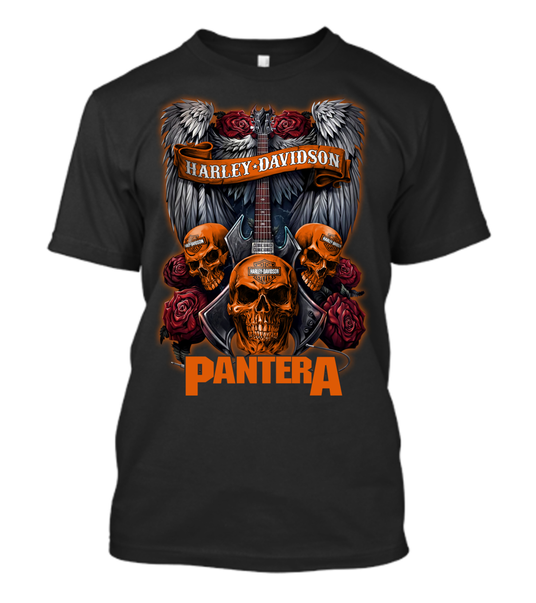 Harley Davidson Pantera Skulls Wings Guitar Roses 47Hd T-Shirt
