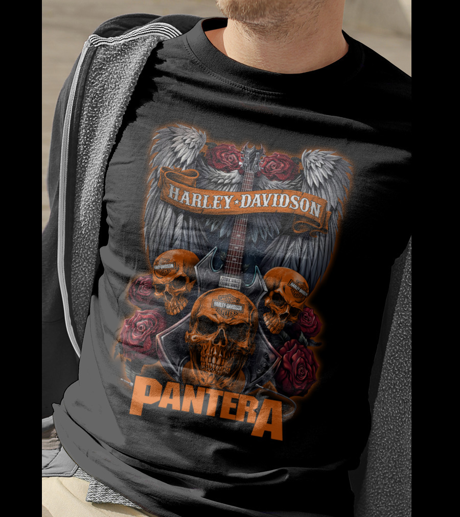 Harley Davidson Pantera Skulls Wings Guitar Roses 47Hd T-Shirt
