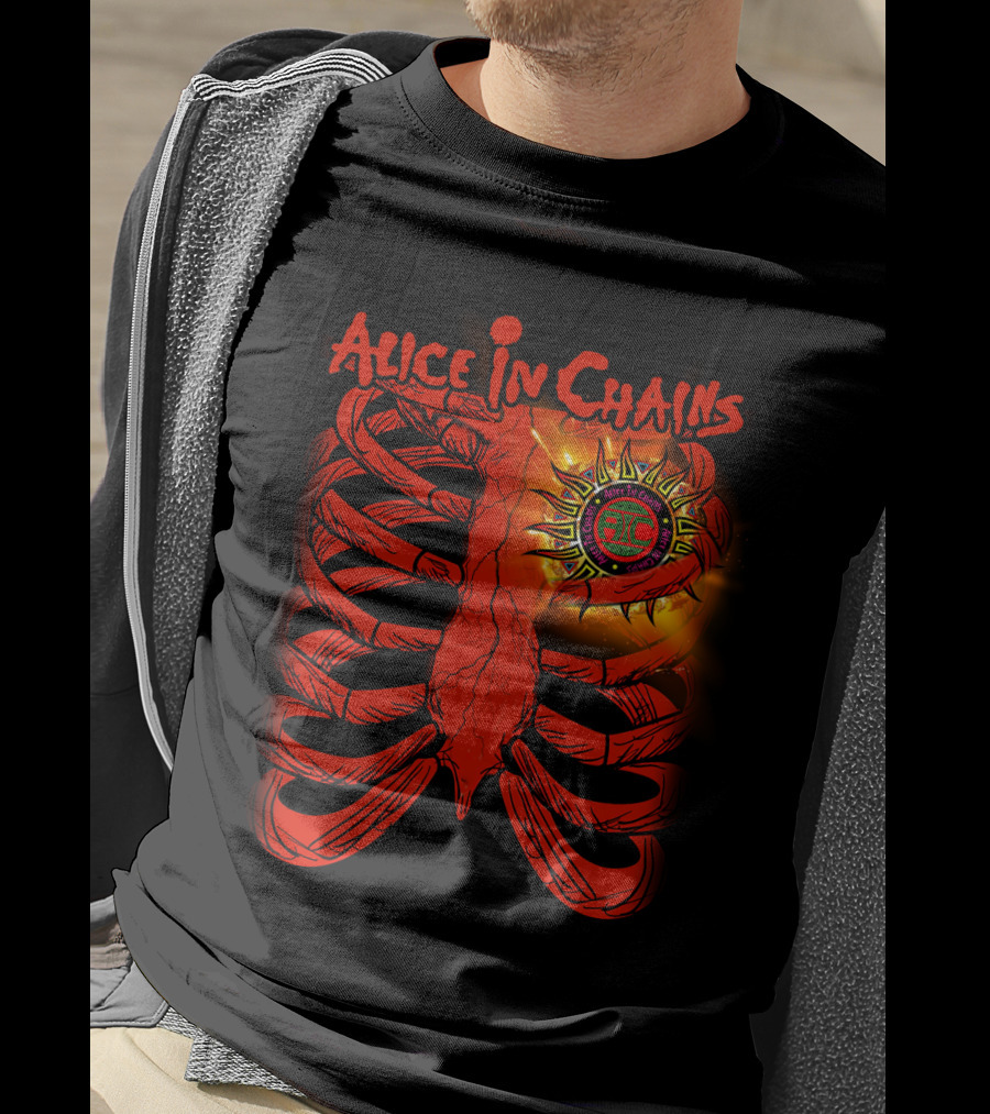 Alice In Chains Sunburst Ribcage Skeleton T-Shirt