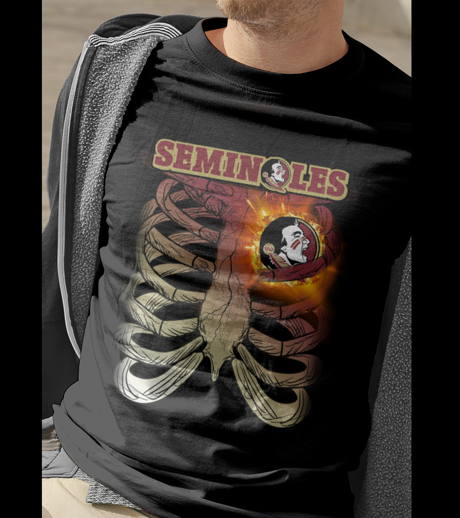Florida State Seminoles Logo With Fiery Ribcage T-Shirt