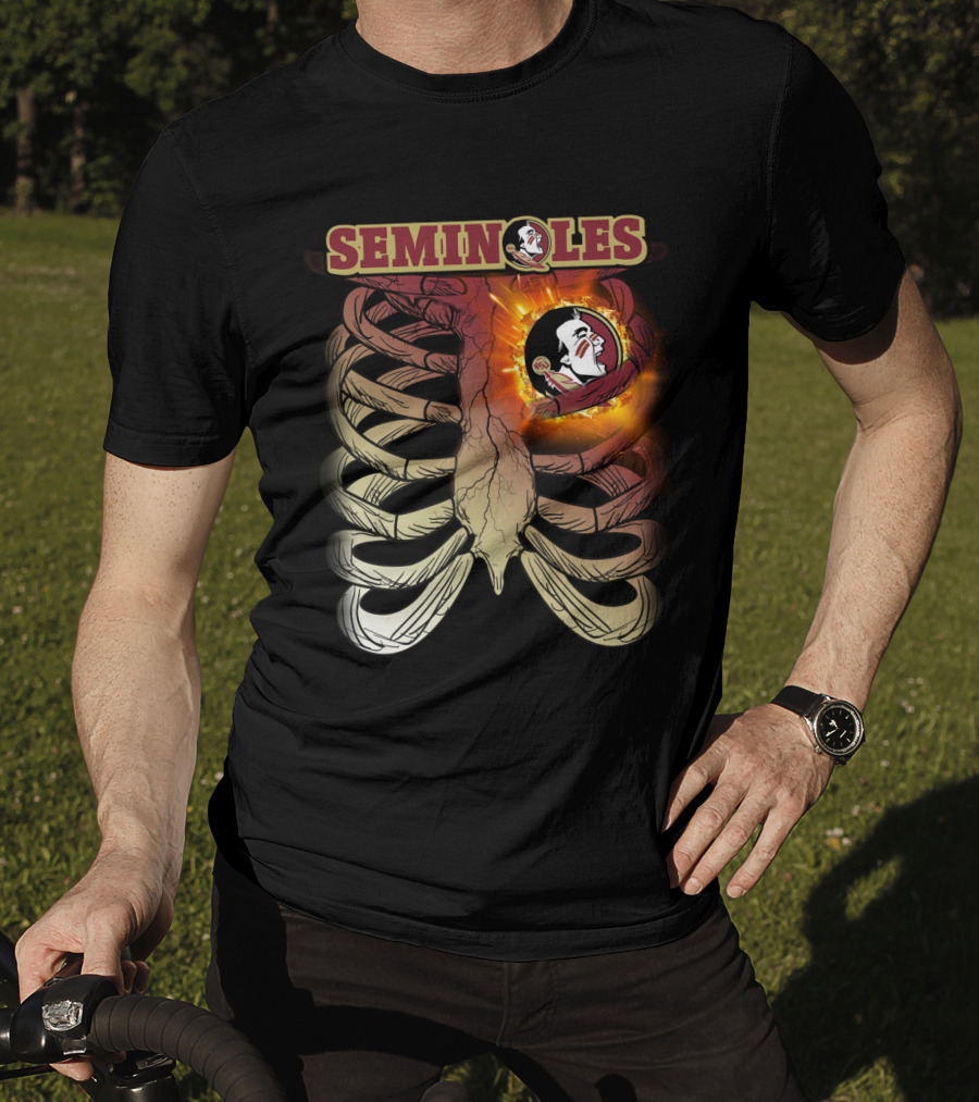 Florida State Seminoles Logo With Fiery Ribcage T-Shirt