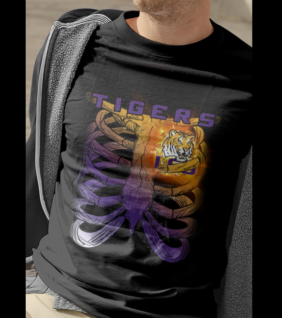 Tigers Ribcage Heart LSU Tigers T-Shirt