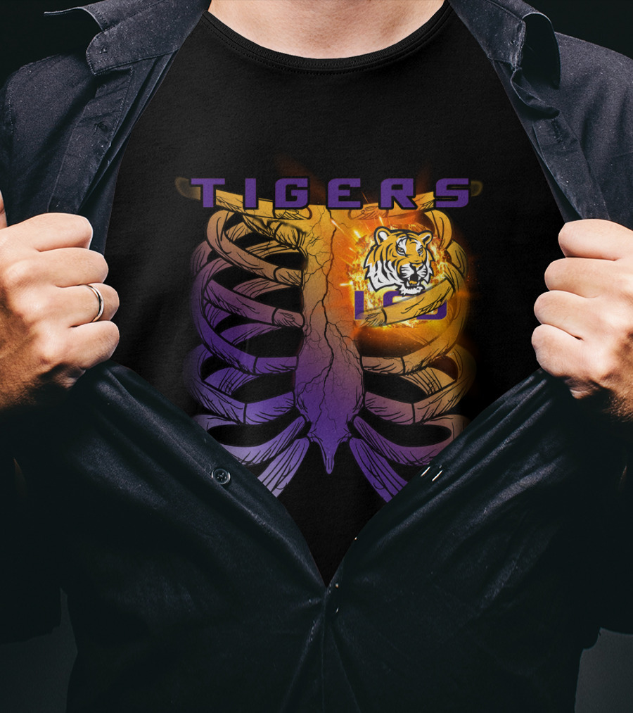 Tigers Ribcage Heart LSU Tigers T-Shirt