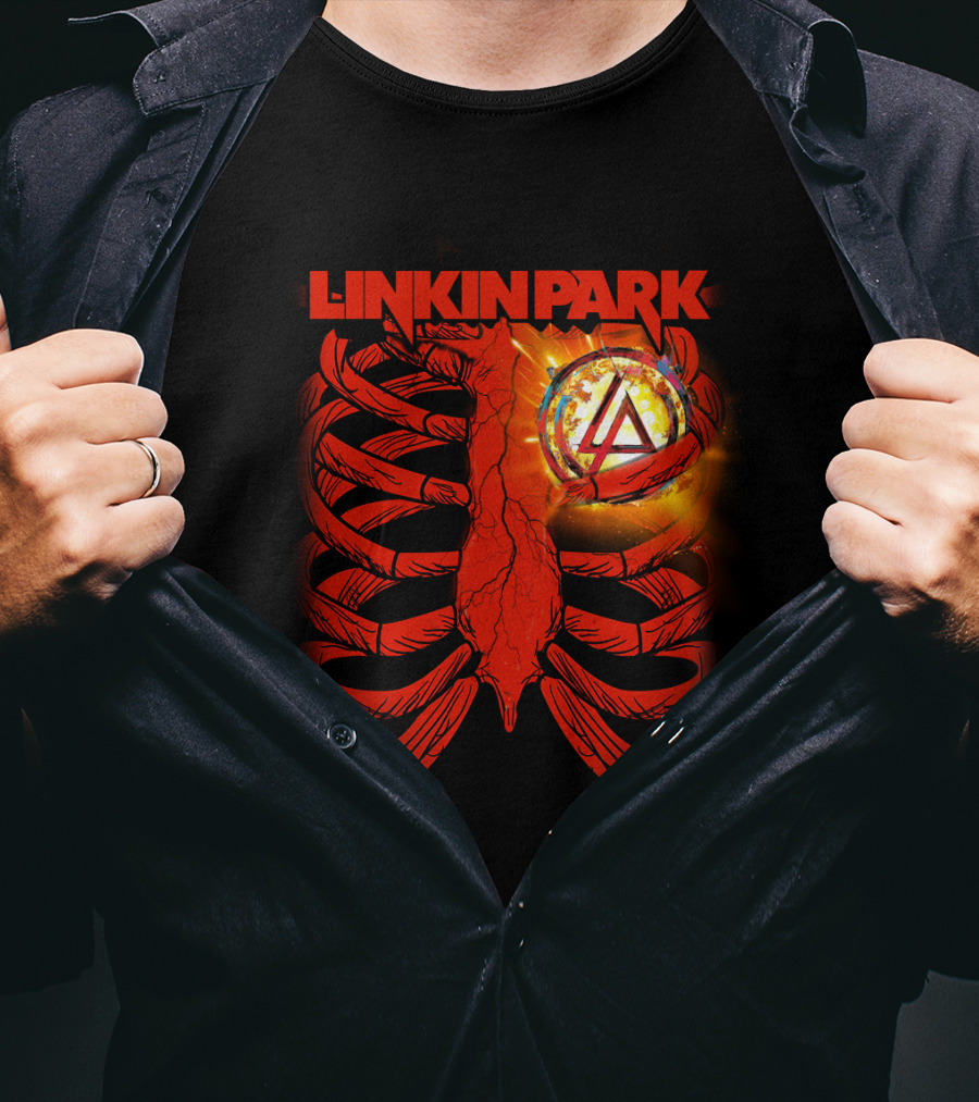 Linkin Park Burning Symbol Ribcage T-Shirt