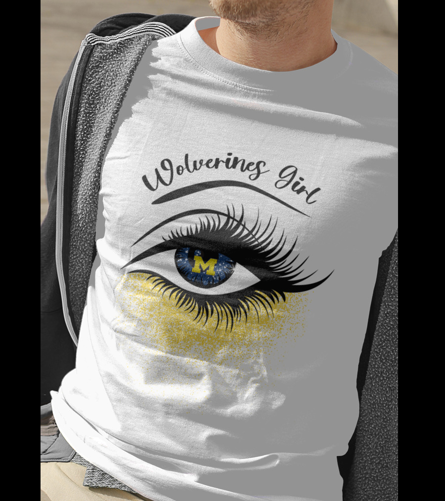 Wolverines Girl Michigan Eye With M Logo And Eyelashes T-Shirt