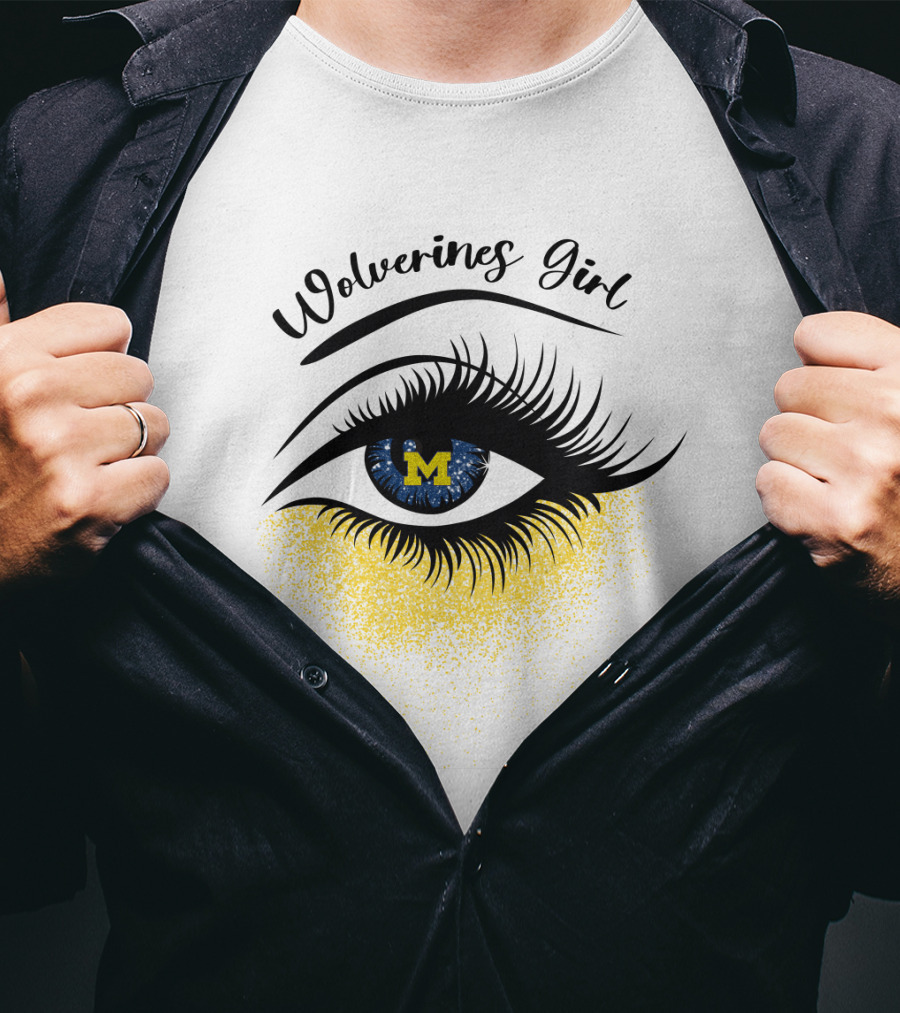 Wolverines Girl Michigan Eye With M Logo And Eyelashes T-Shirt