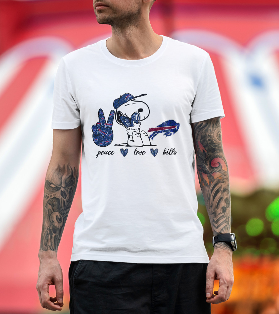 Peace Love Bills Snoopy Buffalo Bills T-Shirt